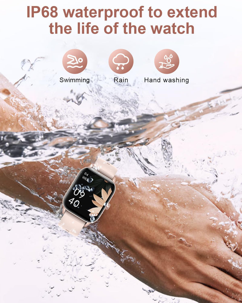 Smart Watch for Women, 1.85"HD Fitness Tracker (Answer/Make Call/Messages), 130+ Sport Modes with 24/7 Heart Rate/Sleep Monitor/Pedometer, IP68 Waterproof, Smartwatche for Android&iOS (Rose Gold) Rose Gold - BeesActive Australia