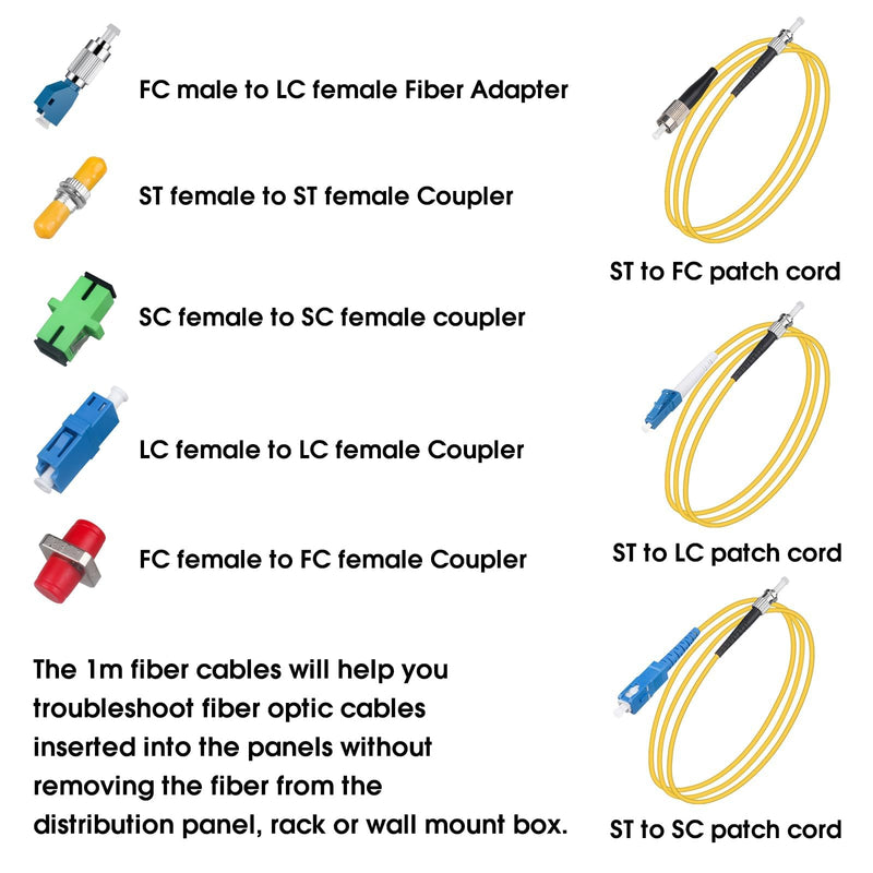 Fiber Optic Cable Troubleshoot Kit, Testing Both Singlemode and Multimode Cables Contain 1PC VFL-30 Visual Fault Locator, FC to LC Adapter,LC, SC, ST, FC Coupler and 3 Short Patch Cords VFL-30 kit - BeesActive Australia