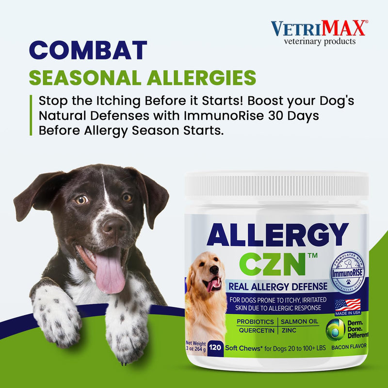 Allergy CZN - Itch and Allergy Chew for Dogs, Seasonal Allergies Anti Itch Dog Chewables with ImmunoRise Blend, 3 oz/120 Count - PawsPlanet Australia