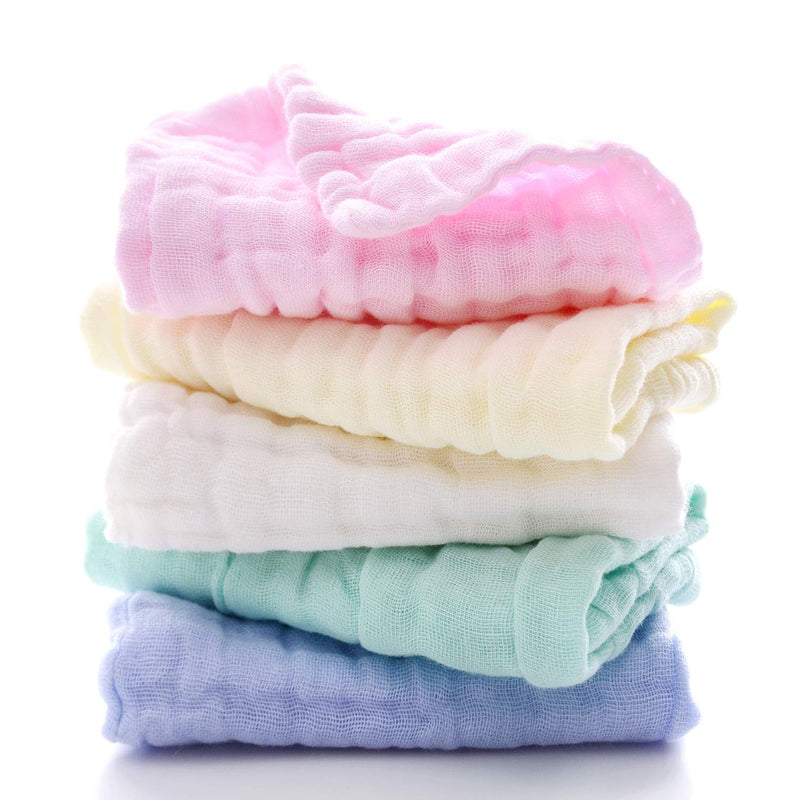 MUKIN Baby Washcloths - Natural Cotton Baby Wipes - Soft Newborn Face Towel and Washcloth for Sensitive Skin, Registry as Shower, 5 Pack 12x12 inches - BeesActive Australia