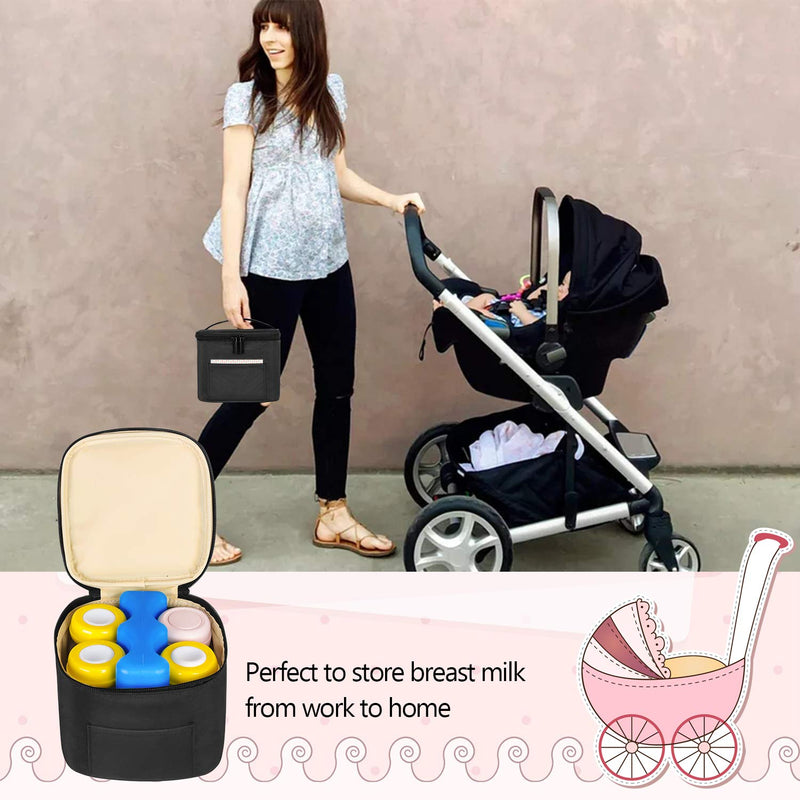Teamoy Breastmilk Cooler Bag with Ice Pack, Baby Bottles Bag for up to 4 Large 5 Ounce Bottles Without Nipple, Perfect for Working Mom Mother, Black - BeesActive Australia