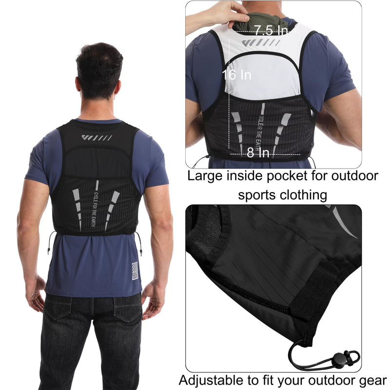 Wulibike Running Hydration Vest for Women Men,Water Backpack Lightweight Quick-Drying with Pockets for Trail Hiking Biking Black(S-M) - BeesActive Australia