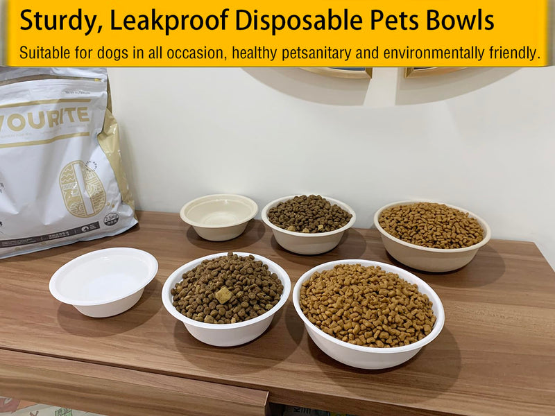 JETKONG 12 oz/1.5 cup Disposable Dog Bowls 50pk, 100% Compostable Pets Feeding Bowls Paper Dog Travel Bowls Great for Dry and Wet Dog Food or Water (Natural, Pack of 50) 12oz (1.5cups) Natural-50 pack - BeesActive Australia