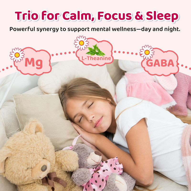 Liposomal GABA L-Theanine Drops for Kids - Liquid GABA Supplement with Magnesium, Chamomile, Lemon Balm & Vitamin B6 - Support Relaxation, Focus & Stress Relief for Kids & Adults - Strawberry Flavor 2 Fl Oz (Pack of 1)