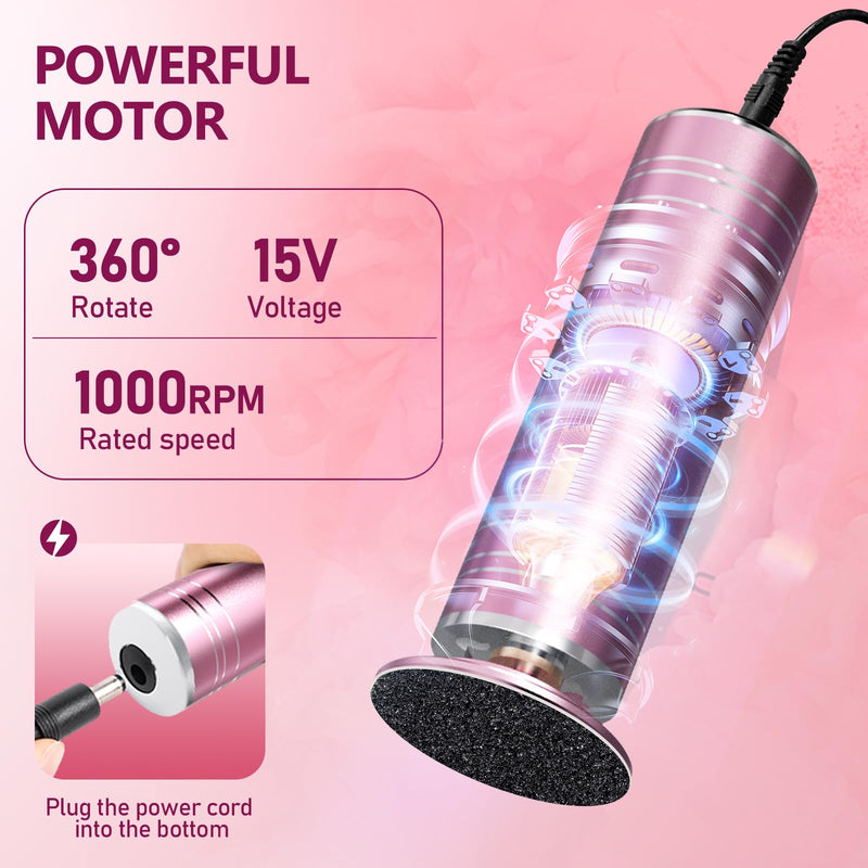 krofaue 1000RPM Electric Foot Callus Remover - Stepless Speed Control Foot Sander with 60pcs Replacement Sandpaper Disk, Electric Foot File Professional Pedicure Tool for Women Dead Cracked Hard Skin - BeesActive Australia