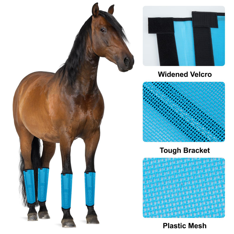 Fly Boots for Horses Set of 4, Breathable Plastic Mesh Design, Horse Supplies for Reduce Stomping, Hoof Damage & Leg Fatigue (Water Blue) Water Blue - BeesActive Australia