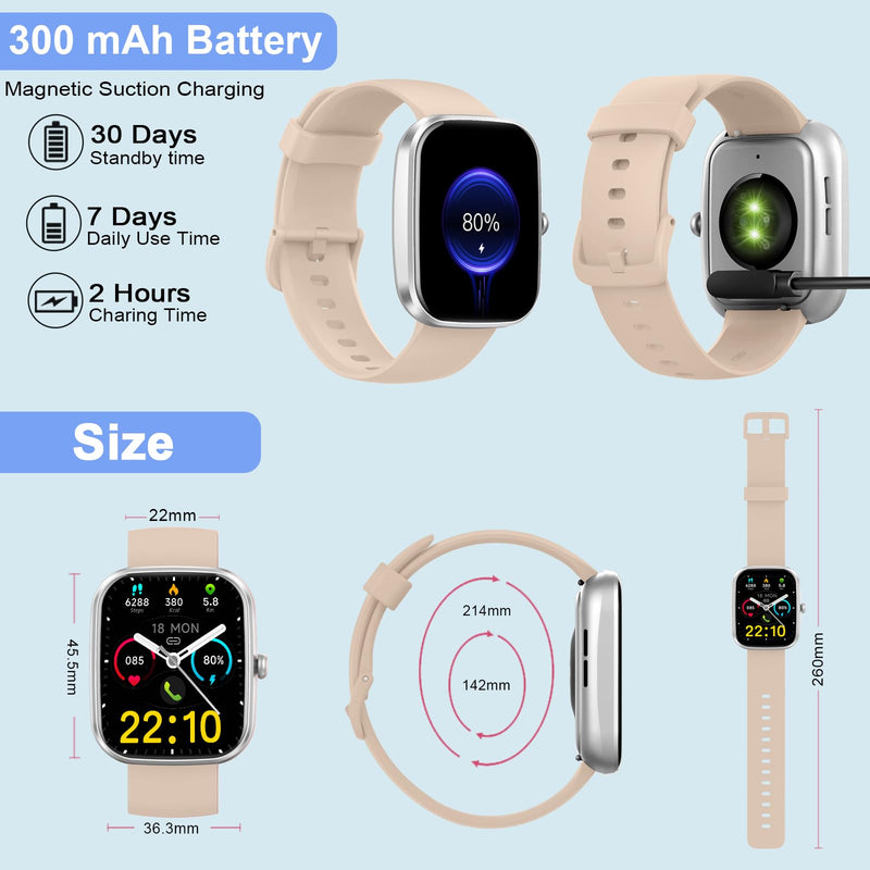 Smart Watch for Men Women(Answer/Make Calls), 1.96" HD Smartwatch, Fitness Tracker with 110+ Sport Modes, IP68 Waterproof, Heart Rate/Sleep/Step Monitor, Pedometer, Activity Tracker for Android iOS red - BeesActive Australia
