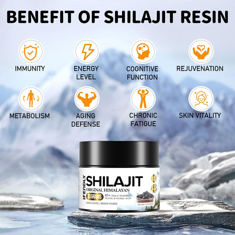 Shilajit Resin Pure Himalayan Organic 600mg Maximum Potency Gold Grade Shilajit Authentic Organic Shilajit Supplement with 85+ Trace Minerals & Fulvic Acid for Energy & Immunity, 30g (1 Pack) 1 Fl Oz (Pack of 1) - BeesActive Australia