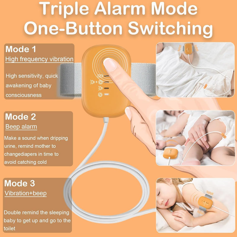 Bedwetting Alarm , Bed Wetting Pee Alarms for Older Kids Boys and Girls, 3 Working Modes