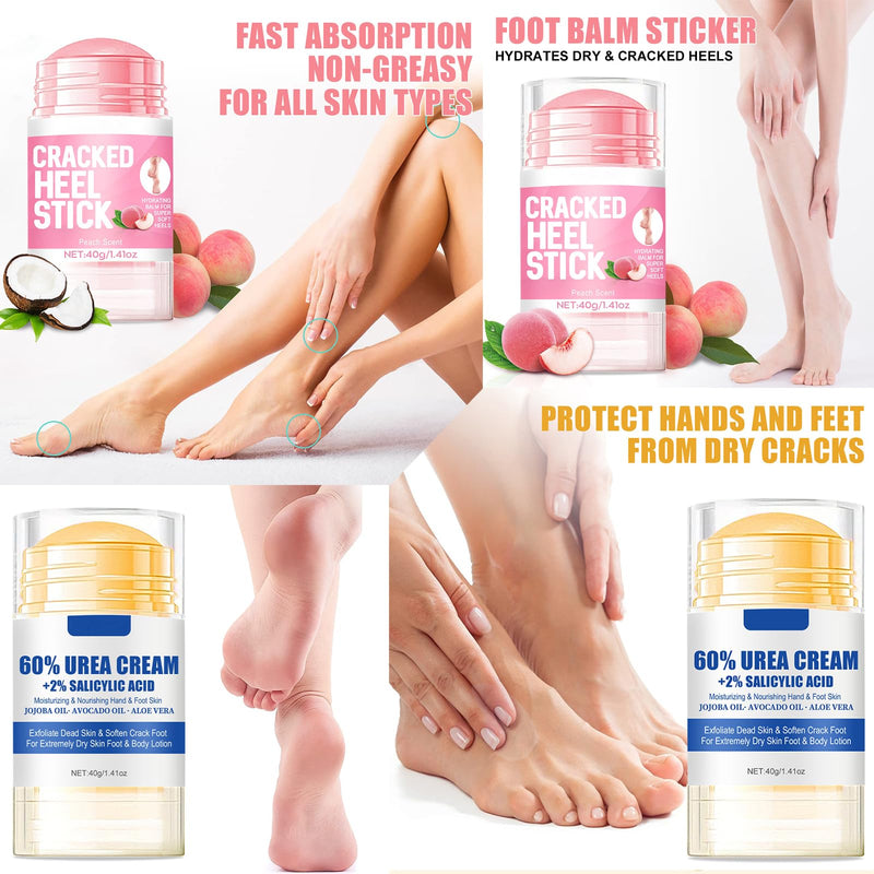 2pcs 60% Urea Hydrating and Anti-Cracking Foot Cream, 2025 Upgraded Moisturising and Relieves Cracking and Dryness Foot Cream for Dry Cracked Feet And Hands（aloe + peach） - BeesActive Australia