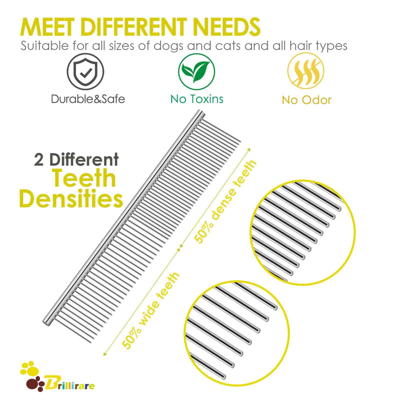 4 Pack Flea Lice Comb, 2-in-1 Stainless Steel Dog Cat Grooming Combs with Rounded Teeth, Double Sided Professional Pet Tear Stain Remover, Dematting Tool for Small, Medium & Large Pets - BeesActive Australia