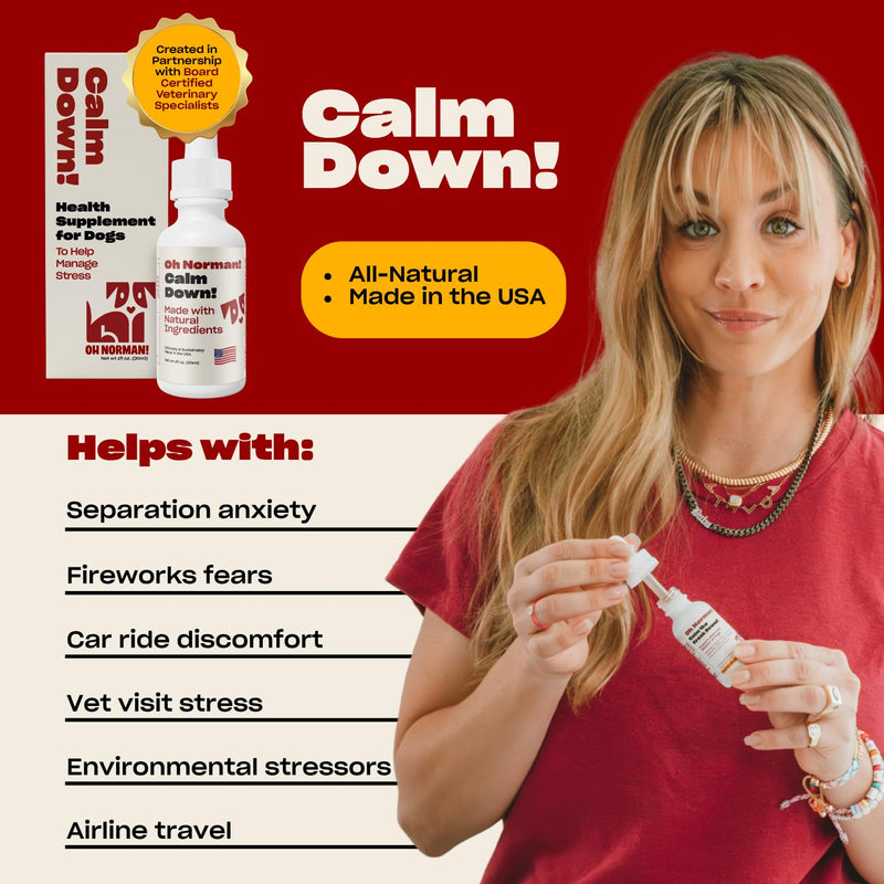 OH NORMAN! Dog Calming & Itching Skin Relief Supplement Drops - Anti Aggression & Calming Drops for Fireworks, Travels, Vet Visits - Dog Skin & Coat - Stop Effing Itching & Calm The Eff Down Bundle