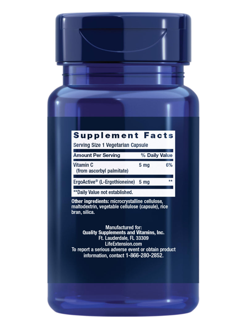 Life Extension Essential Youth L-Ergothioneine – Promotes Longevity & Healthy Aging – Gluten-Free – Non-GMO – Vegetarian – 5 mg – 30 Vegetarian Capsules Nutritional Supplement