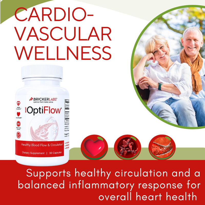 Bricker Labs OptiFlow Blood Circulation Vitamins, Naturally Supports Healthy Blood Flow, Contains FruitFlow and resVida Trans resveratrol. Blood Optimizer Supplement, 30 Capsules 30 Count (Pack of 1)