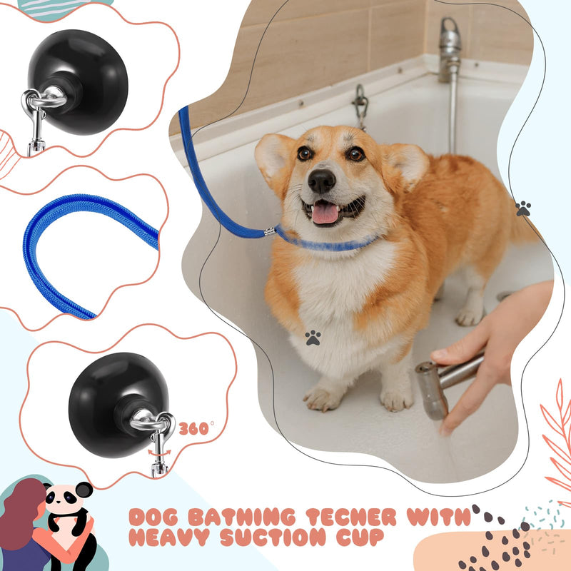 Baderke 6 Pcs Dog Grooming Set with Dog Bathing Leash with Suction Cup, Pin Comb, Straight Comb, Nail Clippers Set, and Bath Brush for Pet Bathing Shower Grooming - BeesActive Australia