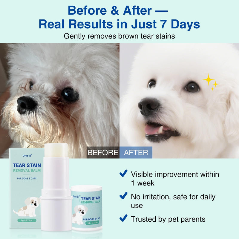 Tear Stain Remover Balm for Dogs & Cats – Vet-Recommended Natural Eye Stain Cleaner Stick, Gentle & Safe Formula – Removes Tear Stains & Prevents New Ones Pet Eye Cream Cleaner for Wrinkle, Face