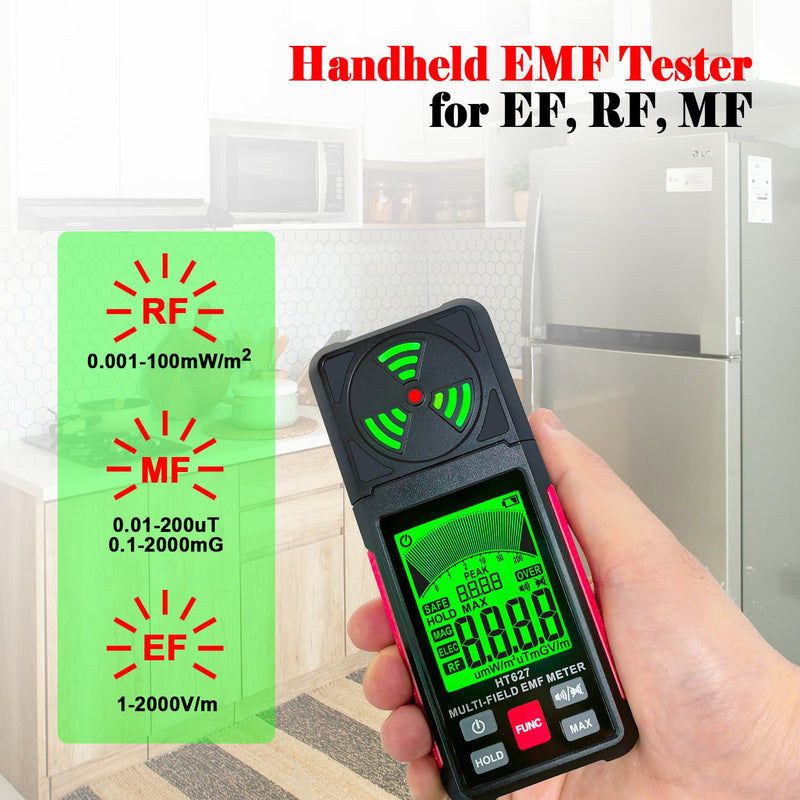 EMF Meter, 3-in-1 Portable Electromagnetic Field Radiation Detector Handheld EMF Tester for EF, RF, MF, WiFi Signal, Radio Frequency Detector Suitable for Home Office EMF Inspections Ghost Hunting - BeesActive Australia