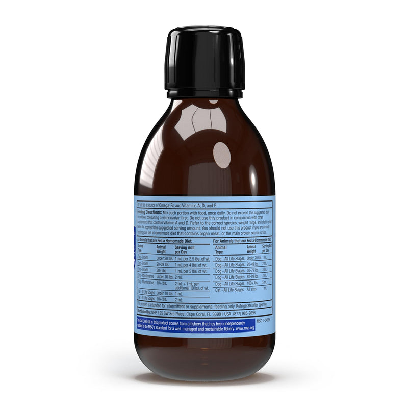 Dr. Mercola Bark & Whiskers Wild Alaskan Cod Liver Oil for Dogs & Cats, Omega-3s, Vitamin E, Skin and Coat, Joint Health, Veterinarian Formulated, Non-GMO - 6.8 Fl. Oz. (200 mL) - PawsPlanet Australia