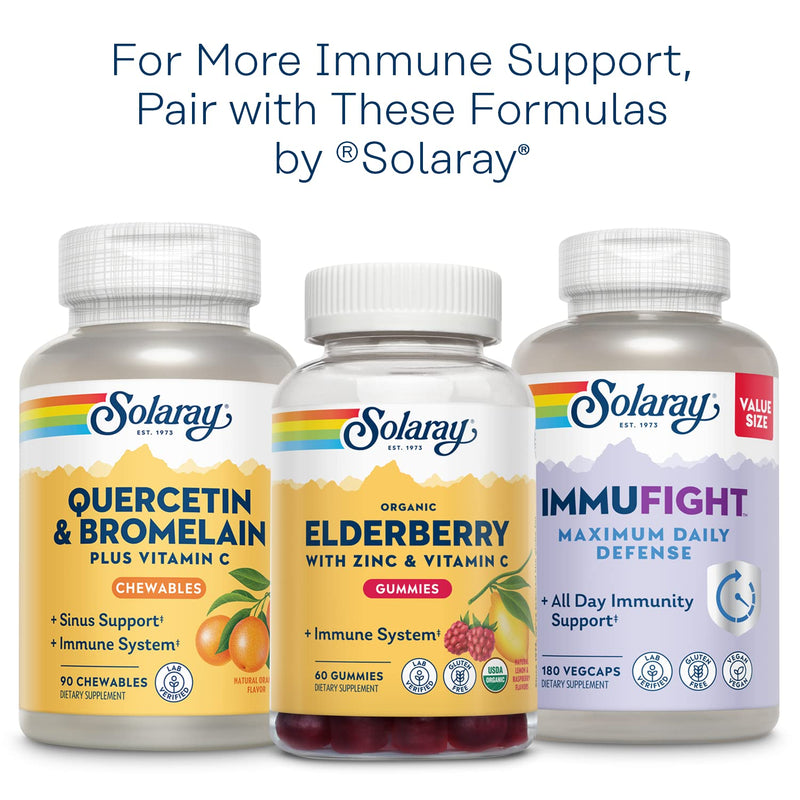 SOLARAY Vitamin C 500 mg with Citrus Bioflavonoids, 100 VegCaps | Immune, Antioxidant & Cellular Support, 1:1 Vitamin C & Citrus Bioflavonoids, 50 Servings, Vegan & Lab Verified 100 Count (Pack of 1)