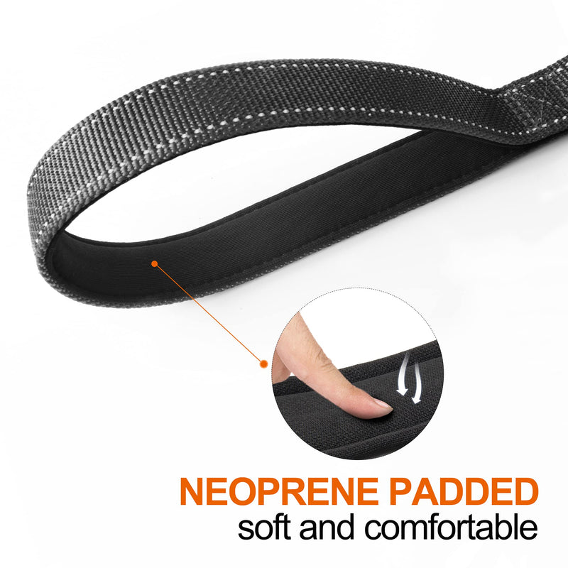 TwoEar 6FT 1IN Strong Black Dog Leash with 2 Padded Handles, Traffic Handle Extra Control, Comfortable Soft Dual Handle, Auto Lock Hook, Reflective Walking Lead for Small Medium and Large Dogs 1 in x 6 ft - BeesActive Australia