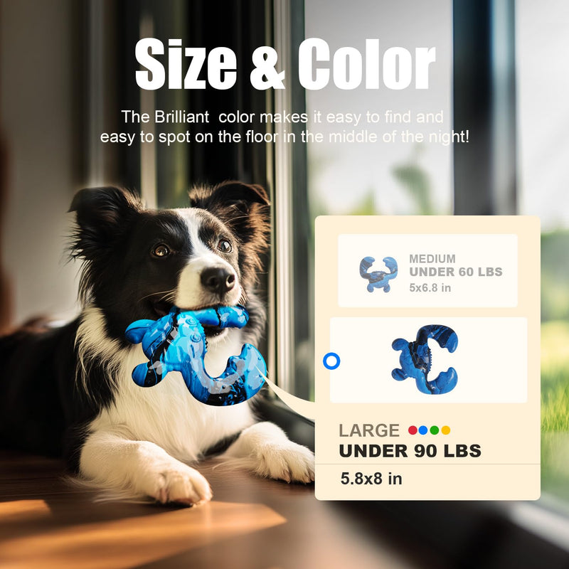 Dog Toys for Aggressive Chewers, Dog Toys for Large Dogs, Tough Nylon Crab-Shaped Dog Chew Toys with Bacon Flavor, Chew Toys for Aggressive Chewers, Blue - BeesActive Australia