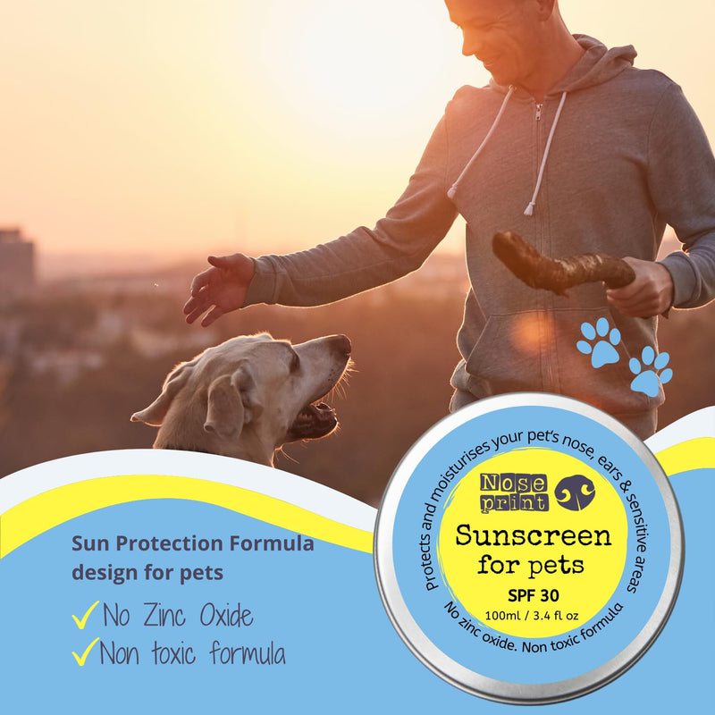 SPF 30 Sun Protection Balm For Pets 100 ML in Tin | Moisturising Sunscreen For Dogs And Cat Non-Toxic Formula Horse Nose Balm Sun Cream | Dog Sun Protection SPF 30