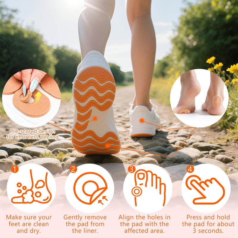 Callus Cushions 1/4" Thick Oval Soft Felt Self Adhesive Callus Corn Pads for Bottom of Foot, Toes,Heel Pain for Men Women Feet Care(48 Pcs,Nude) - BeesActive Australia