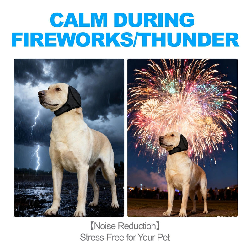 2Pcs Dog Ear Defenders Noise Cancelling Muffs, Snood for Firework Relief | Waterproof, for Swimming/Grooming/Bonfire Night Calming, Adjustable Pet Ears (Gray,M)