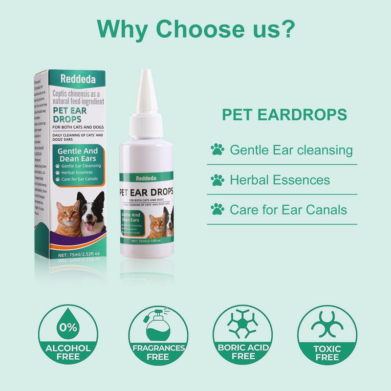 Dog & Cat Ear Drops with Hydrocortisone 1% – Ear Infection & Yeast Relief, Itchy Ear Cleaner for Pets Green