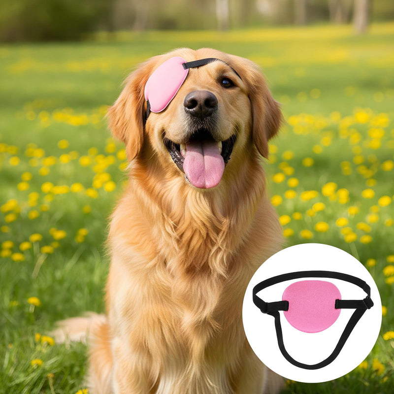 2pcs Eye Patch for Dogs, Adjustable Dog Eye Patch, Soft and Comfortable Eyes Patches, Used for Postoperative Eyes Injuries in Medium and Large Dogs, Rose red