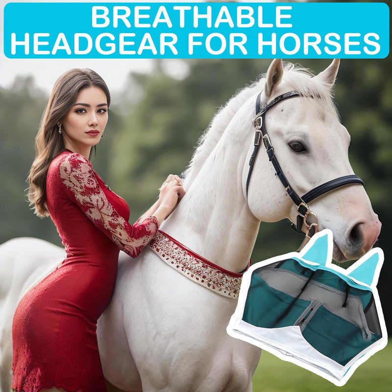 YANINEE 50 * 37cm fly mask horse UV protection, fly hood horses with ear protection - BeesActive Australia