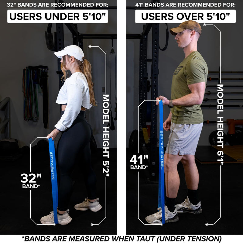 Serious Steel Fitness 32" Resistance Training Bands (Portable Exercise Band System Training Bands- Great for Individuals Under 5'10") #2 Red (10-50 lbs.) - BeesActive Australia