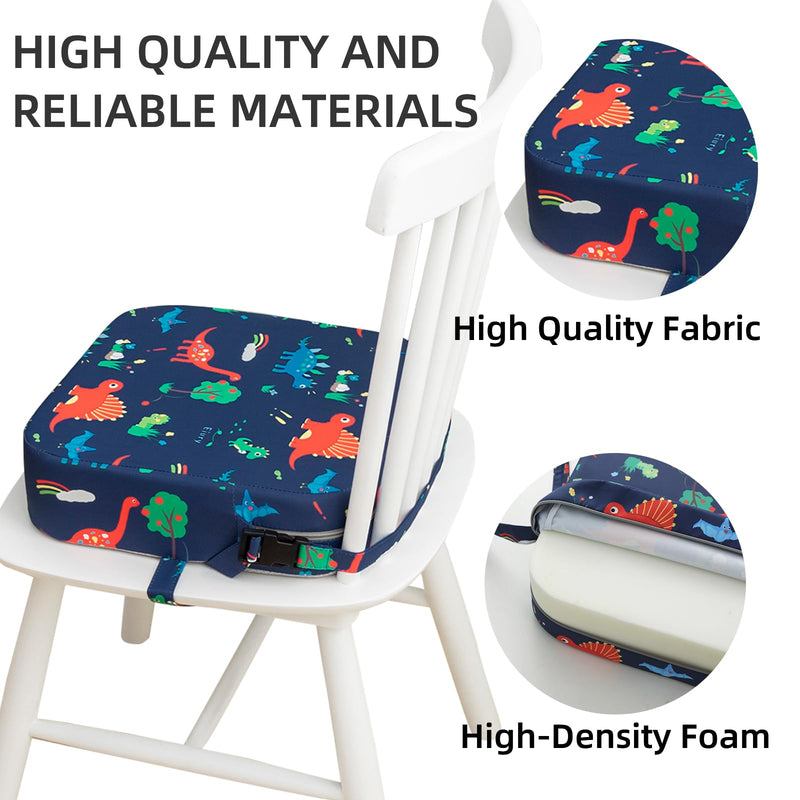 Toddler Booster Seat for Dining Table, Portable Kids Booster Seat with Safety Buckles Portable Increasing Booster Cushion with Non-Slip Bottom (Blue Dinosaur) Blue-Dinosaur - BeesActive Australia