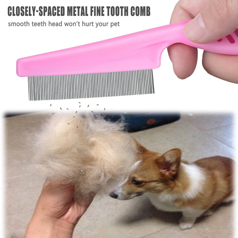 Cat Comb Dog Comb Fine Tooth Comb Pet Comb Grooming Set For Grooming And Removing Dandruff Flakes Remove Float Hair Tear Marks (pink) pink - BeesActive Australia