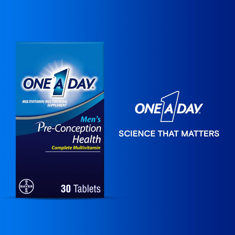 One A Day Men's Pre-Conception Health Multivitamin to Support Sperm Health, Supplement for Men with Vitamin C, Vitamin E, Selenium, Zinc, and Lycopene, 30 Count 30 Count (Pack of 1)