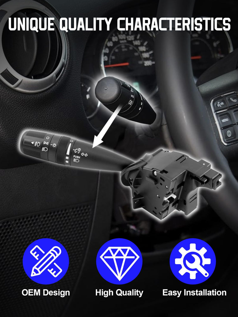 Turn Signal Switch Compatible with JK MK KK XK WK- Replaces CBS1703 Wrangler Compass Patriot Multifunction Switch with Fog Light Headlight Dimmer - BeesActive Australia