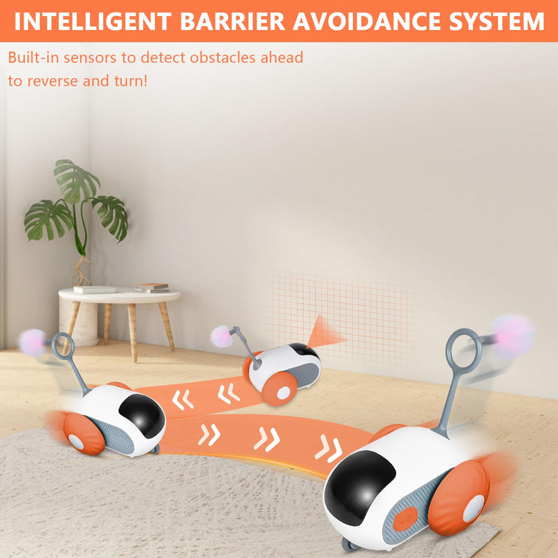 Remote Control Smart Electric Cat Toy Car, Interactive Cat Toys for Indoor Cats, Teazys Cat Toy Turbo Tail 2.0, Automatic Moving Mouse Cat Chase Toys for Bored Indoor Adult Cats Kittens (Orange) Orange - BeesActive Australia