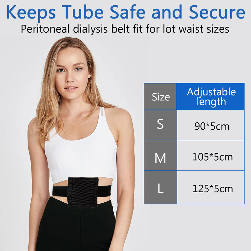 Breathable Feeding Tube Belt, Concealment and Comfortable Gastrostomy G Tube Accessories, Peritoneal Dialysis Belt with Mesh Sponge Pad Black Pd Belts Dialysis for Men Women Adults (L) L - BeesActive Australia