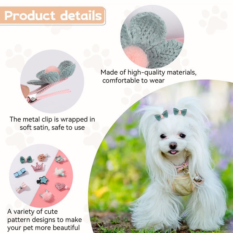 10 Pcs Dog Hair Clips Small Dog Hair Bows Cute Dog Hair Grooming Accessories Girls Puppies Hair Barrettes Flower Crown Hairpin Cat Topknot Pet Headdress Dog Grooming Bowknot for Kitten Pet Small Dog pink and blue - BeesActive Australia