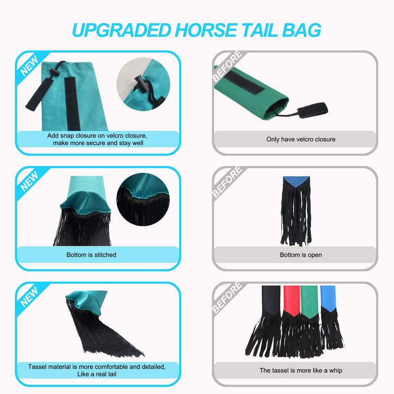 2PC Horse Tail Bag with Fringe & Snap, Waterproof Braid, Easy to Wear and Wrap, Suitable for Western and Aztec - BeesActive Australia