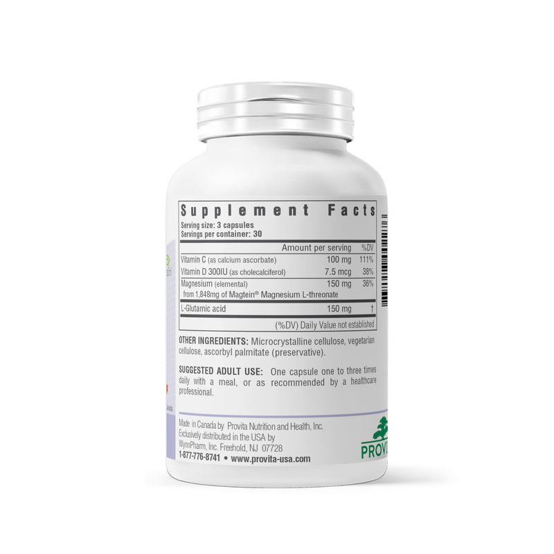 Provita Magnesium L-Threonate Supplement | Cognitive Support & Brain Electrolyte Balance | High Absorption Magnesium for Memory, Focus & Brain Health | Vegan Capsules | 50mg Elemental Magnesium