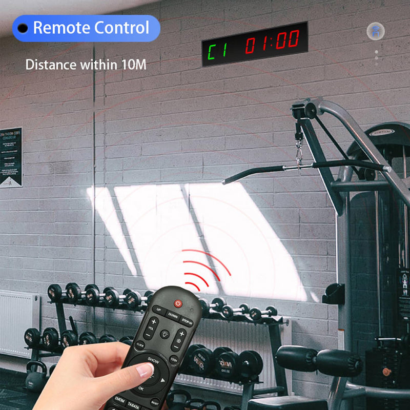 12" Digital Wall Alarm Clock Timer for Interval Workout with Countdown/Up Stopwatch, Gym Interval Timer, Tabata EMOM Remote Control for Home Gym Boxing MMA Fitness Gym Timer - 01