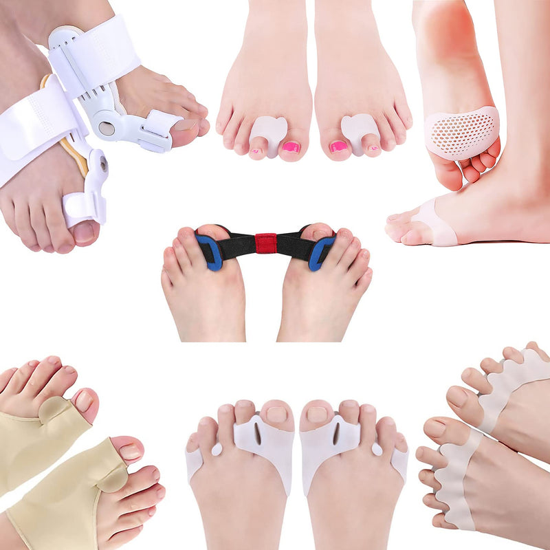 GELMAY 15Pcs Bunion Corrector, Hallux Valgus Relief Pads Toe Spacer Straightener Big Toe Separator Correction Splint Hammer Gel Metatarsal Sleeve Protector Brace Exercise Strap - BeesActive Australia