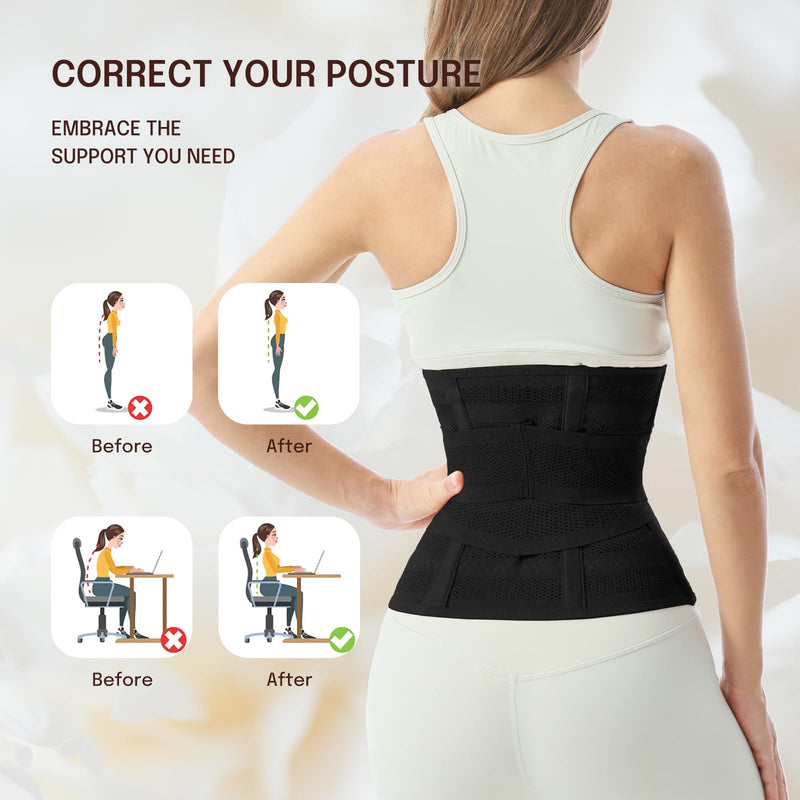 Allaugh Postpartum Belly Band for Women: Abdominal Binder Post Surgery Compression Belt - Post Partum Waist Binder C Section Recovery Wrap Black Large