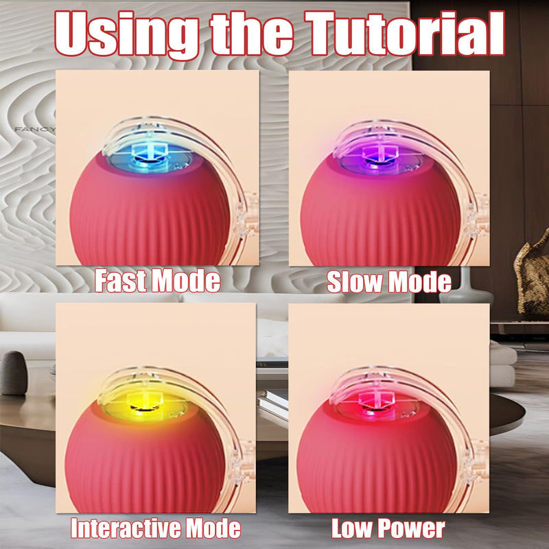 Interactive Rolling Dog Ball, Interactive Rolling Ball Dog Toy, Chewie Viral Rolling Ball, Active Rolling Ball for Dogs, 360° Smart Automatic Rolling Pet Ball(Red) (Red) Red - BeesActive Australia