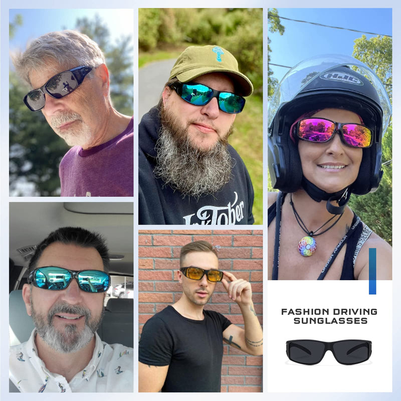 Night Driving Glasses Night Vision Glasses Fit Over Glasses Sunglasses for Men Polarized Sunglasses L/Black Frame Night Vision Lens - BeesActive Australia