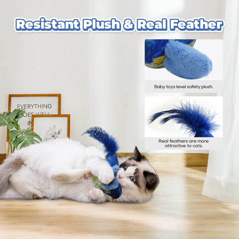 LEWISER Cat Toys Chirping Tit 2 Pcs with Catnip SilverVine, Suitable for Cat Wand Toys, Simulation Bird Design, Interactive Toys for Indoor Kitty Kitten Exercise, Red and Blue Chirping Tits A - BeesActive Australia