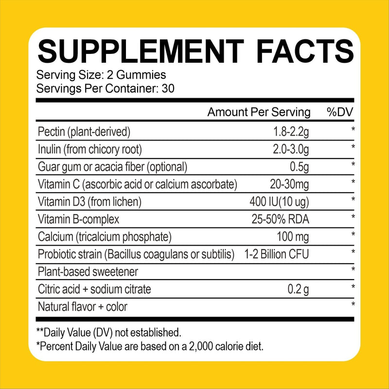Kids Multivitamin Gummies | Fiber Gummies with Prebiotic & Probiotics for Kids | Daily Vitamins for 2–18 years | Non-GMO, Gluten Free Gummy for Immune Support, 60Ct, Blueberry, Orange, Strawberry