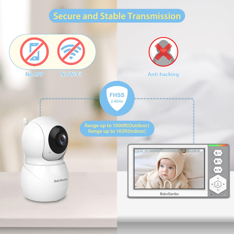 Baby Monitor with Camera and Audio, 4.3'' Video Baby Monitor with 1000ft Long Range and 30-Hour Battery, Baby Monitor No WiFi, Remote Pan-Tilt-Zoom, Night Vision, ECO Mode, 2-Way Talk BG1049 - BeesActive Australia