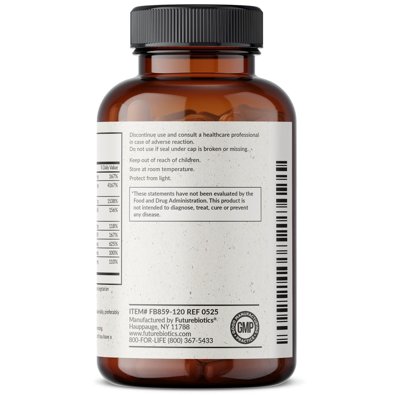 Futurebiotics Vitamin B Complex with Vitamin C Supports Energy Production, Nervous System & Immune Support - Non-GMO, 120 Vegetarian Capsules 120 Count (Pack of 1)